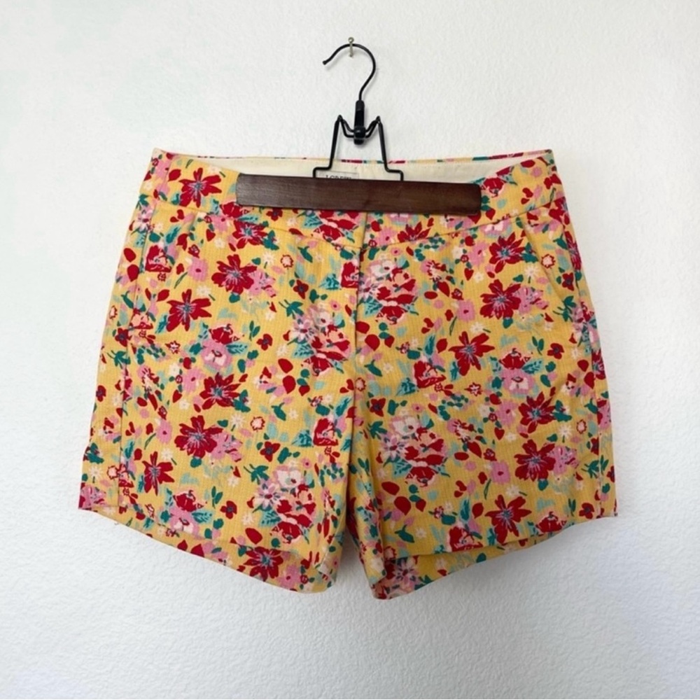 J. Crew Yellow floral cotton shorts
